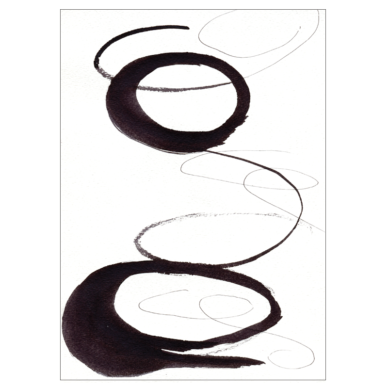 Abstract black ink strokes on a white background