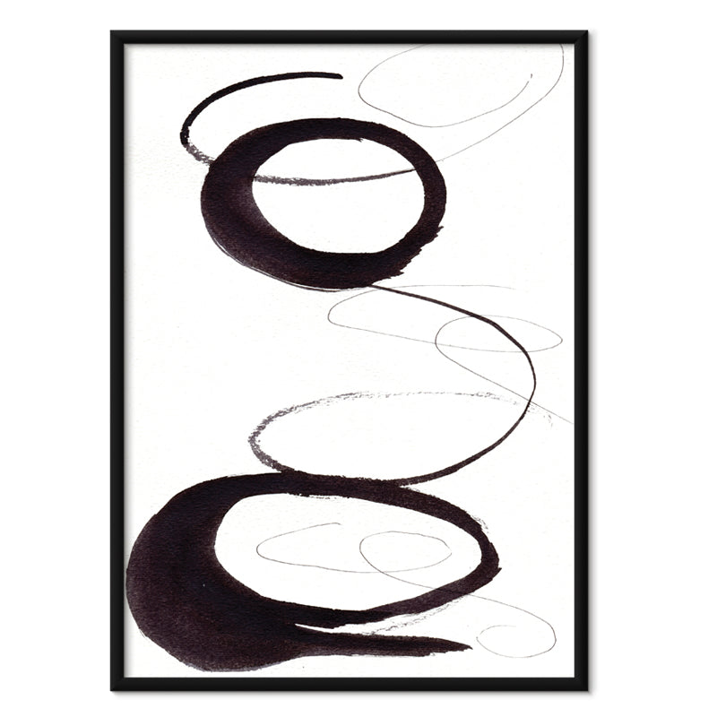Abstract black and white artwork on a white background