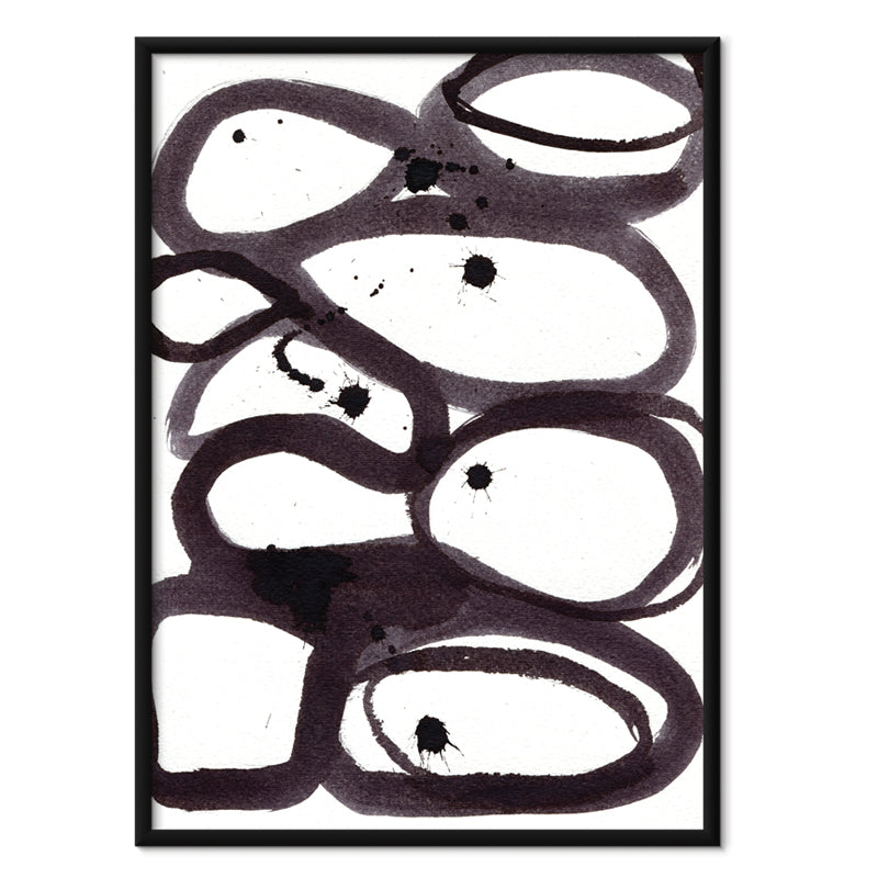 Abstract black and white artwork on a white background